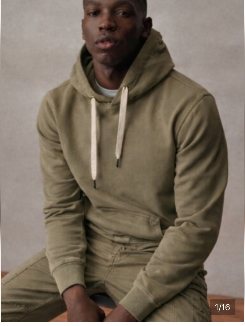 Buck Mason Brushed Loopback Hoodie - Olive Medium 100% Cotton